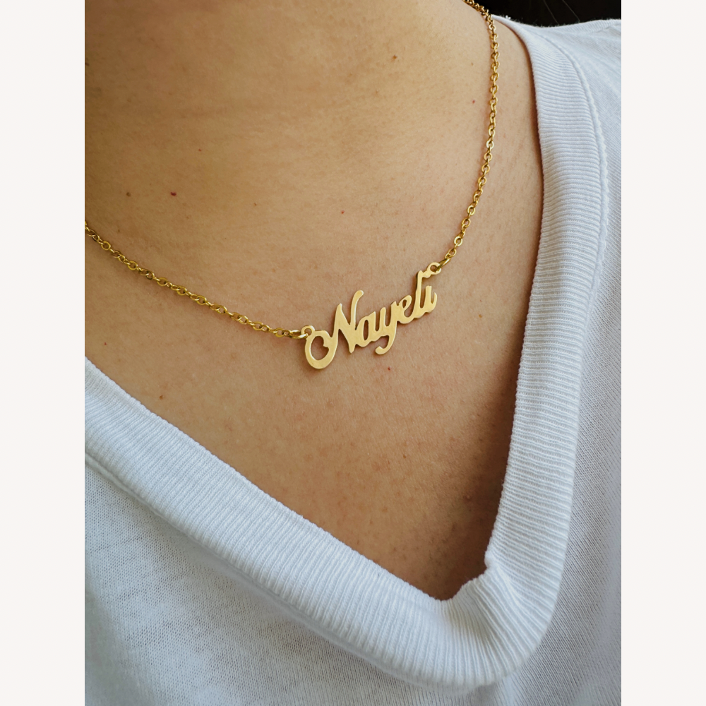 Collar de nombre personalizado, en chapa de oro, cadena de chapa de oro, accesorios casuales